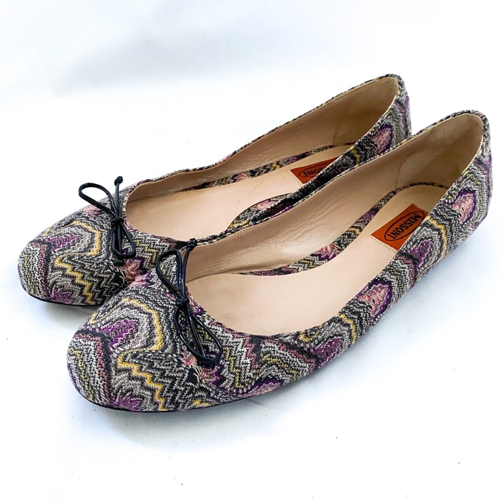 MISSONI Patterned Knit Ballet Flats Sz 10 US 40 EU